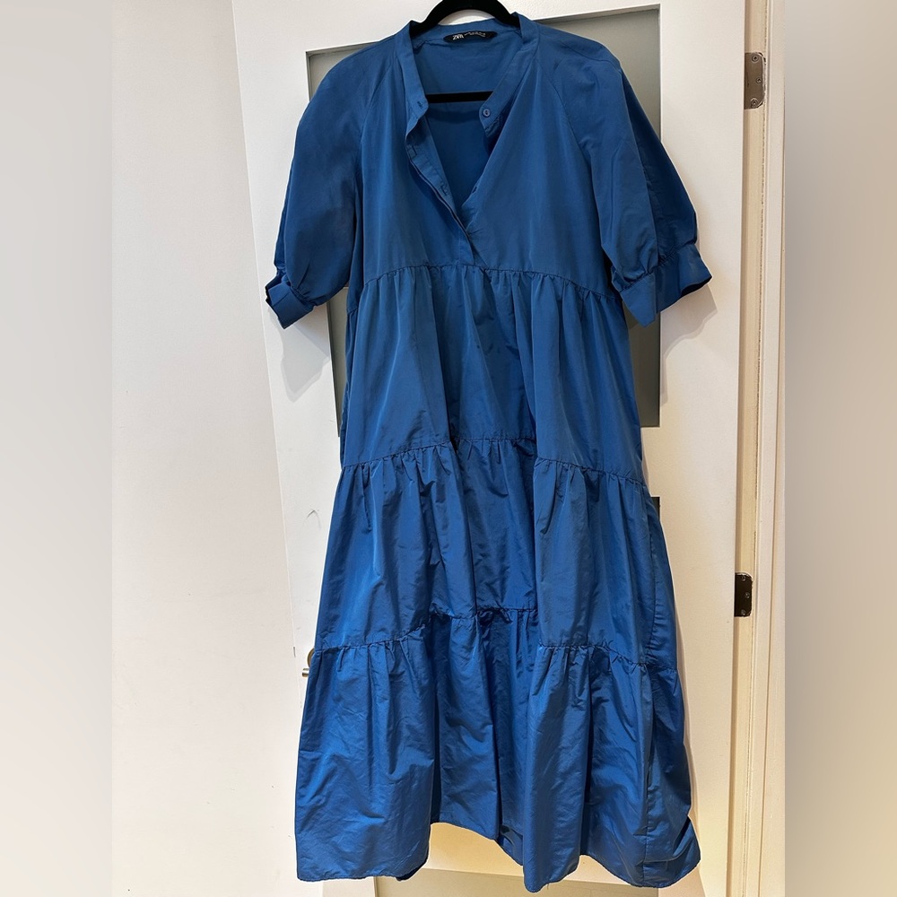 Zara Deep Blue Short Sleeve Dress